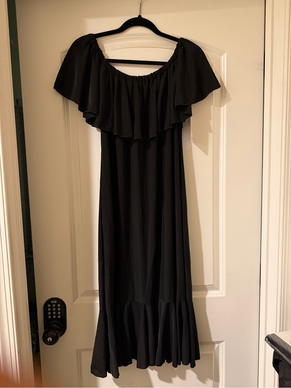 LuLaRoe Black Off-Shoulder Ruffle Maxi Dress